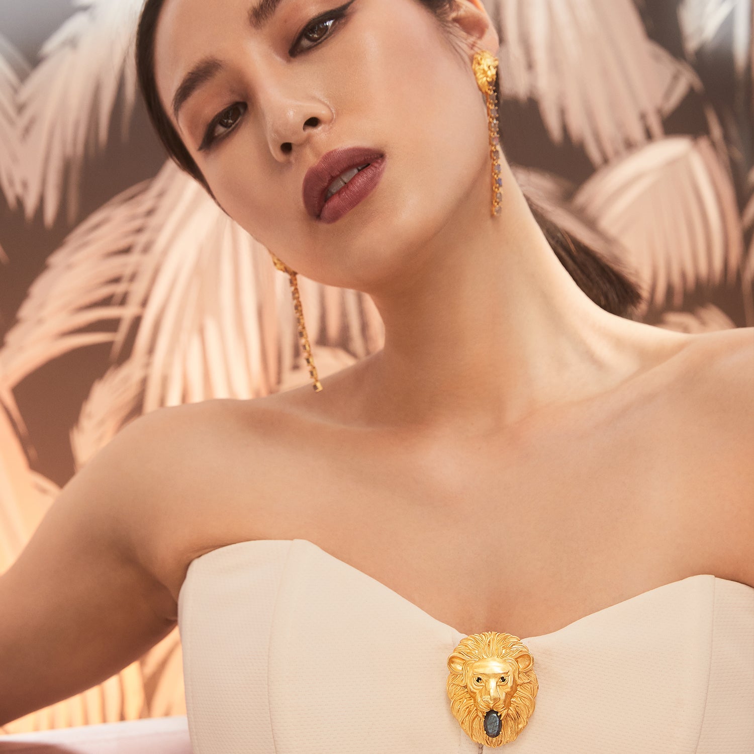 Merlion Earrings with Stones - Boheme Sg